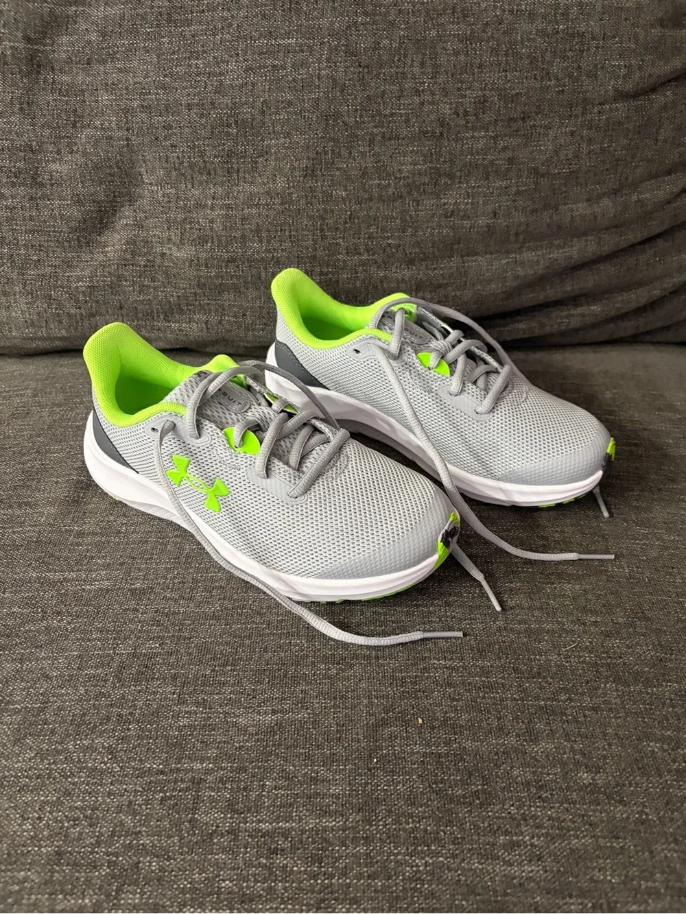 Under Armour Kids Gray & Neon Green Mesh Sneakers